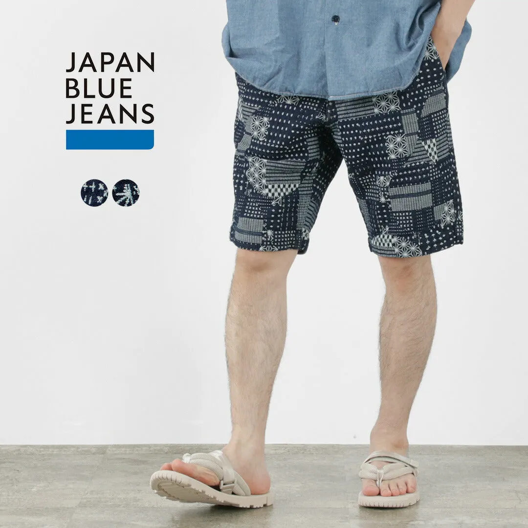 【30％OFF】JAPAN BLUE JEANS（ジャパンブルージーンズ） インディゴ刺し子風 スウェットショートパンツ / ボトムス 半ズボン メンズ 刺繍 ジャガード 日本製【セール】