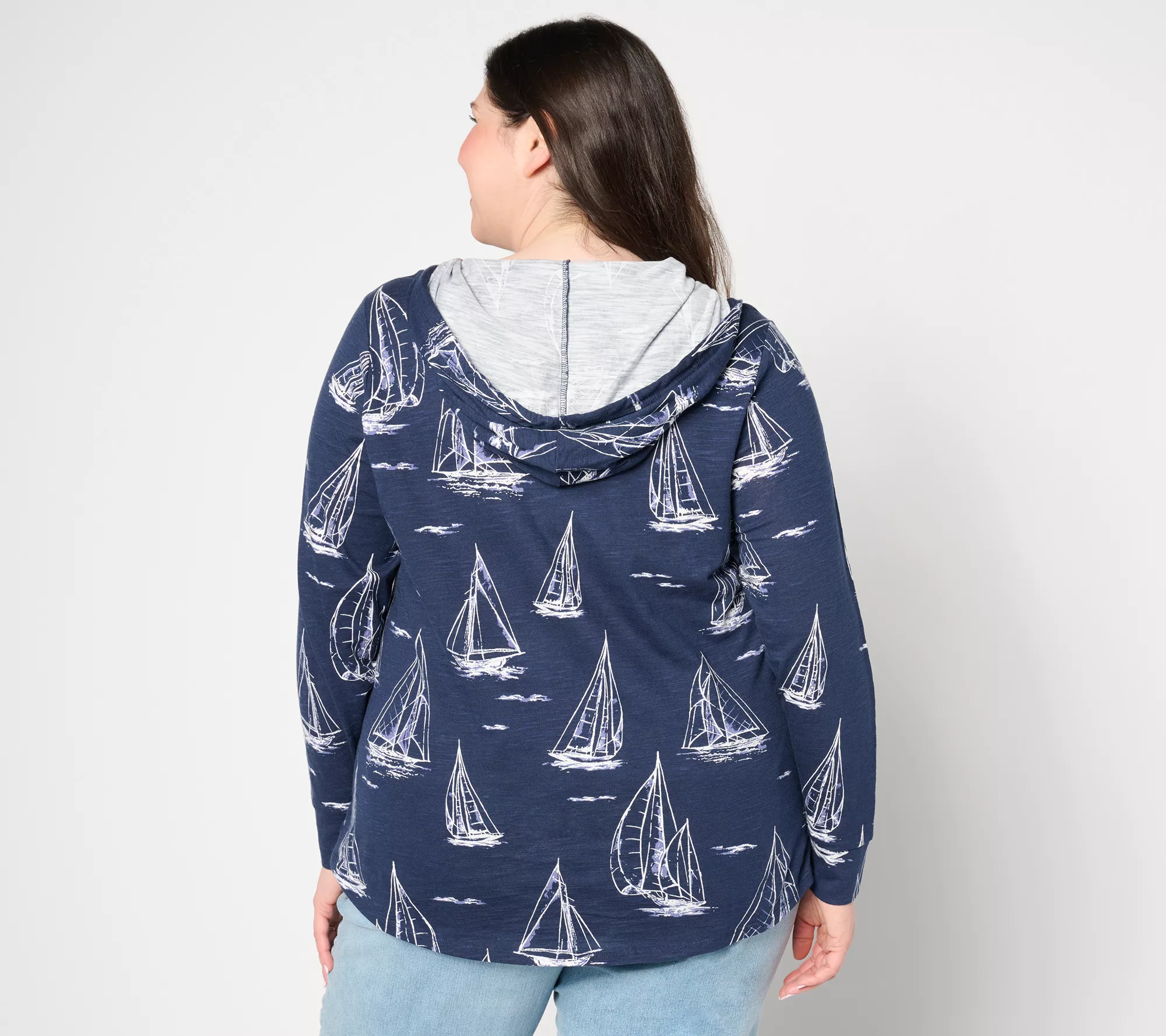 "As Is" Belle by Kim Gravel Slub Knit Come Sail Away Hoodie