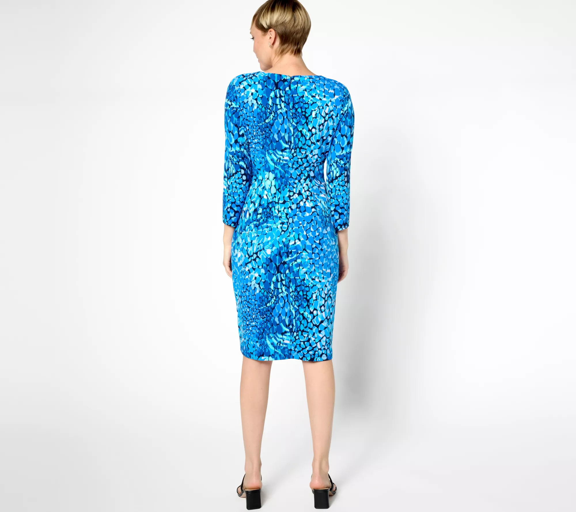 "As Is" Susan Graver Regular Printed Liquid Knit Faux Wrap Dress