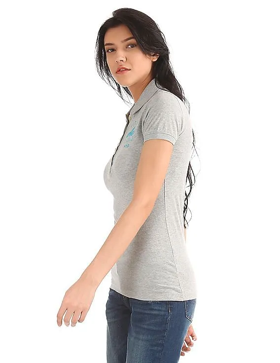 Aeropostale Heathered Jersey Polo Shirt