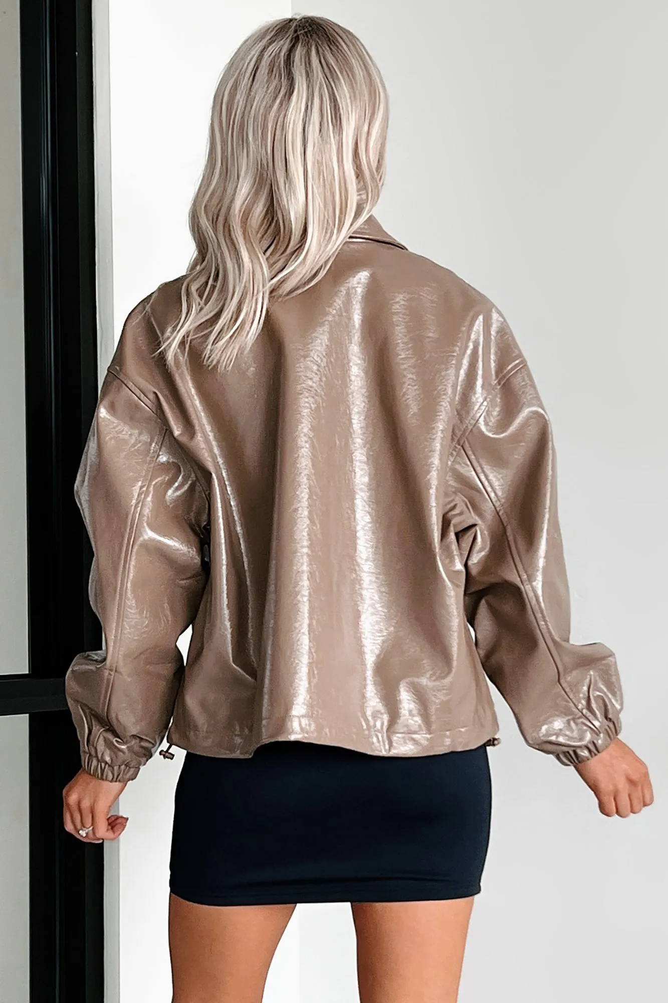 Always Opinionated Patent Leather Jacket (Brown)