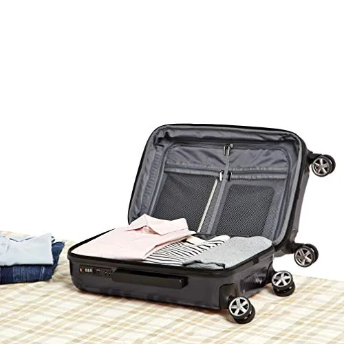 AmazonBasics Oxford Luggage Expandable Suitcase with TSA Lock Spinner, 20-Inch Carry-On, Black