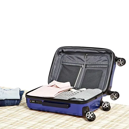 AmazonBasics Oxford Luggage Expandable Suitcase with TSA Lock Spinner, 20-Inch Carry-On, Blue