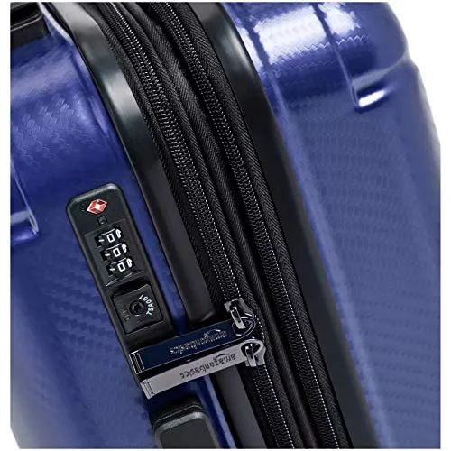 AmazonBasics Oxford Luggage Expandable Suitcase with TSA Lock Spinner, 20-Inch Carry-On, Blue