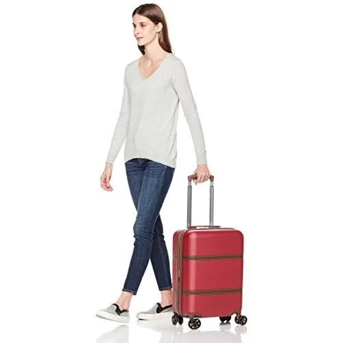 AmazonBasics Vienna Luggage Expandable Suitcase Spinner, 20-Inch Carry-On, Red