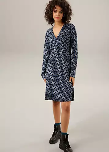 Aniston Graphic Print V-Neck Wrap Jersey Dress | Grattan