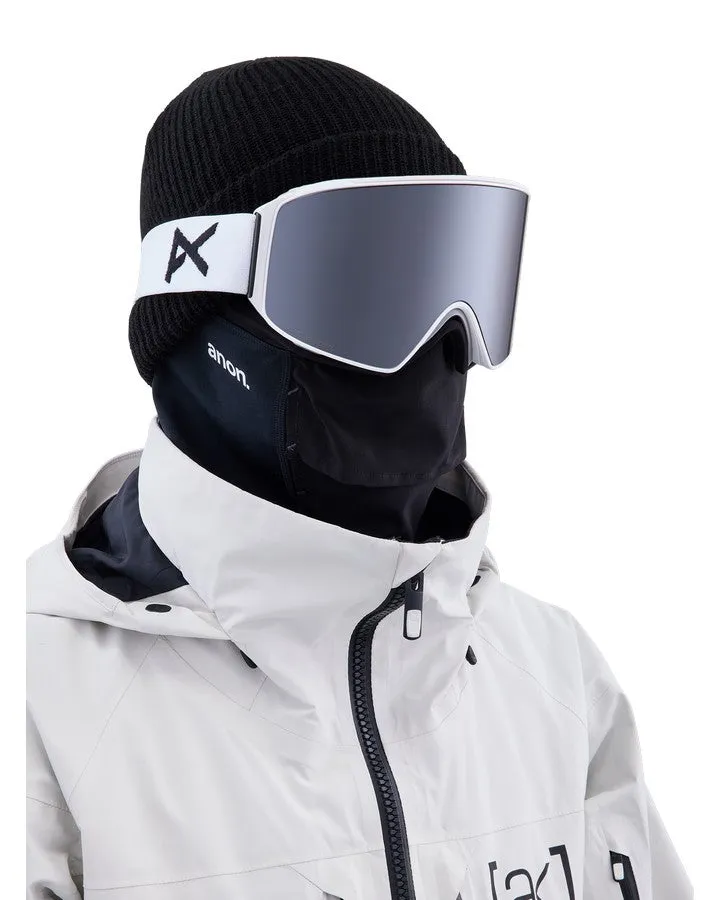 Anon M4 Cylindrical Low Bridge Snow Goggles + Bonus Lens + Mfi Face Mask - White/Perceive Sunny Onyx Lens