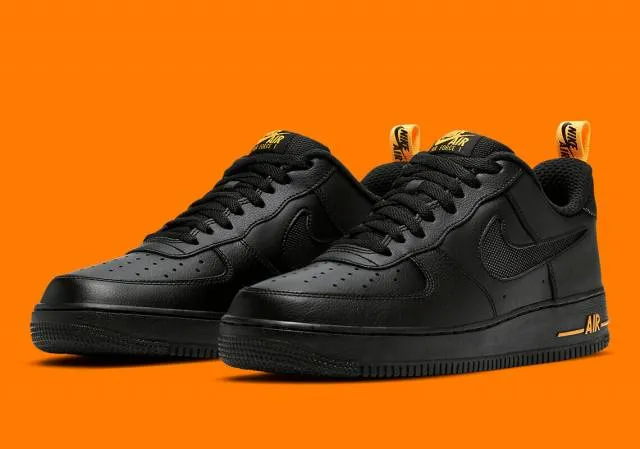 AUTHENTIC Nike Air Force 1 '07 Black Laser Orange Cut Ou...