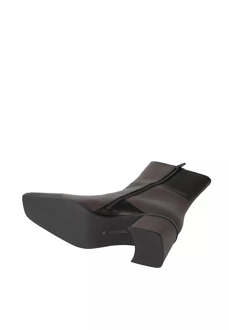 BERACAMY BERACAMY TEGULA Diagonal Ankle Boot - Noir / Cacao