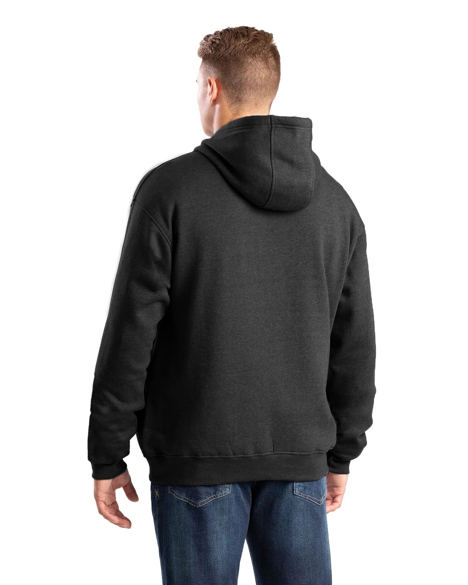 Berne Men's Zippered Pocket Hooded Pullover Sweatshirt in Black