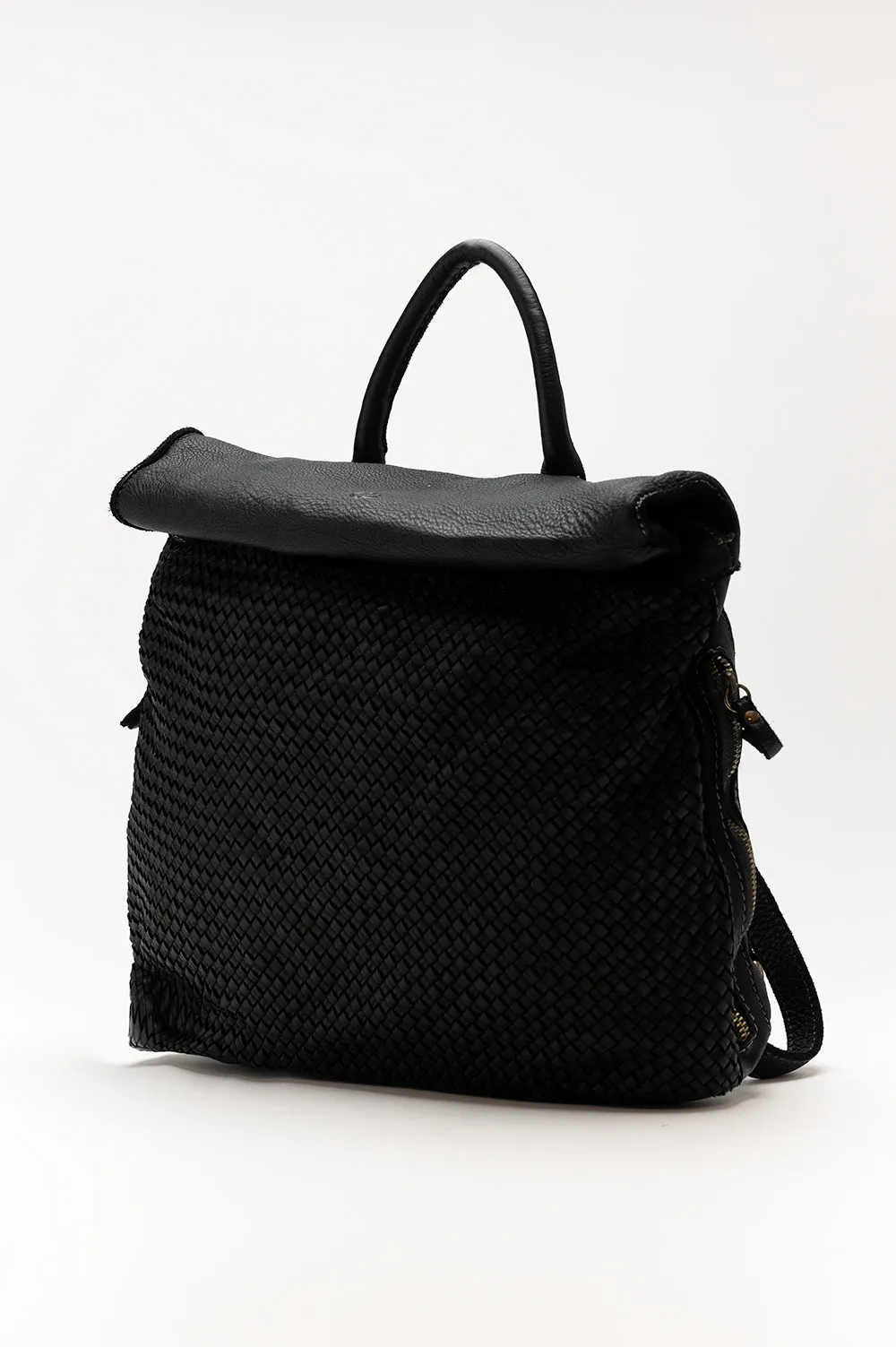 Big PISA leather woven backpack