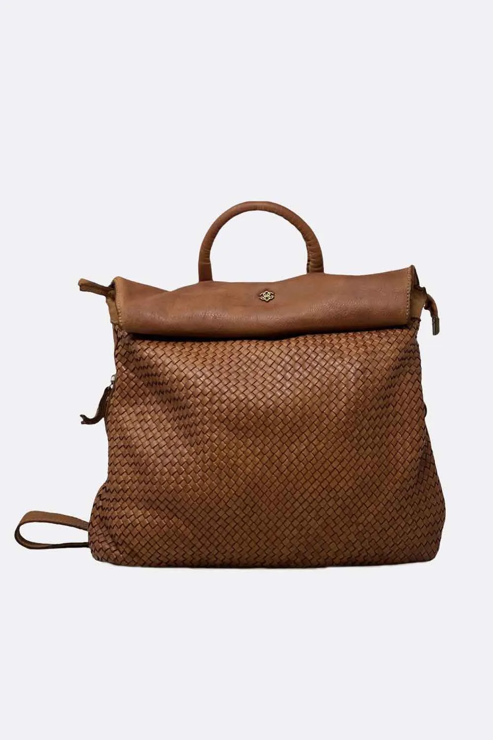 Big PISA leather woven backpack