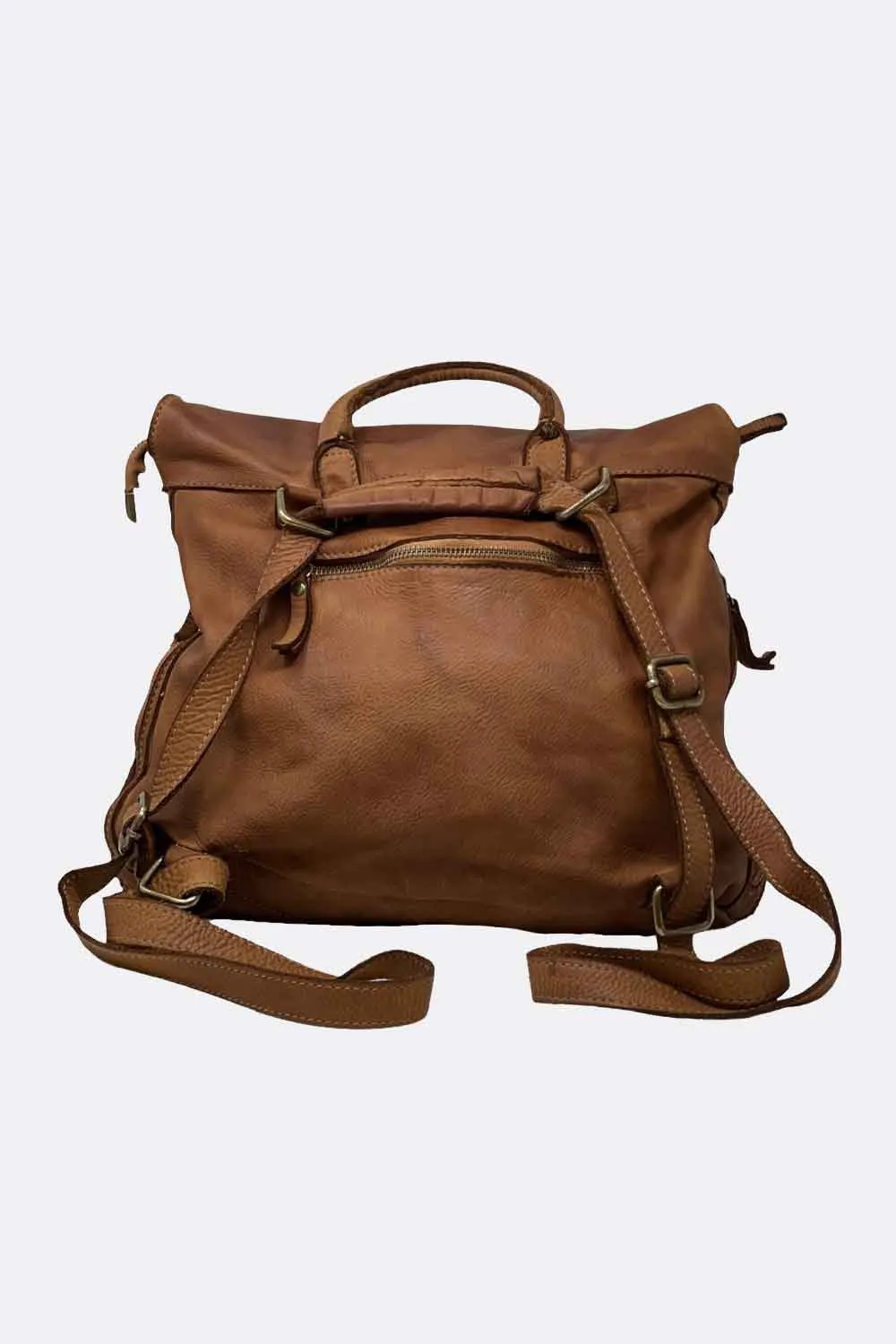 Big PISA leather woven backpack