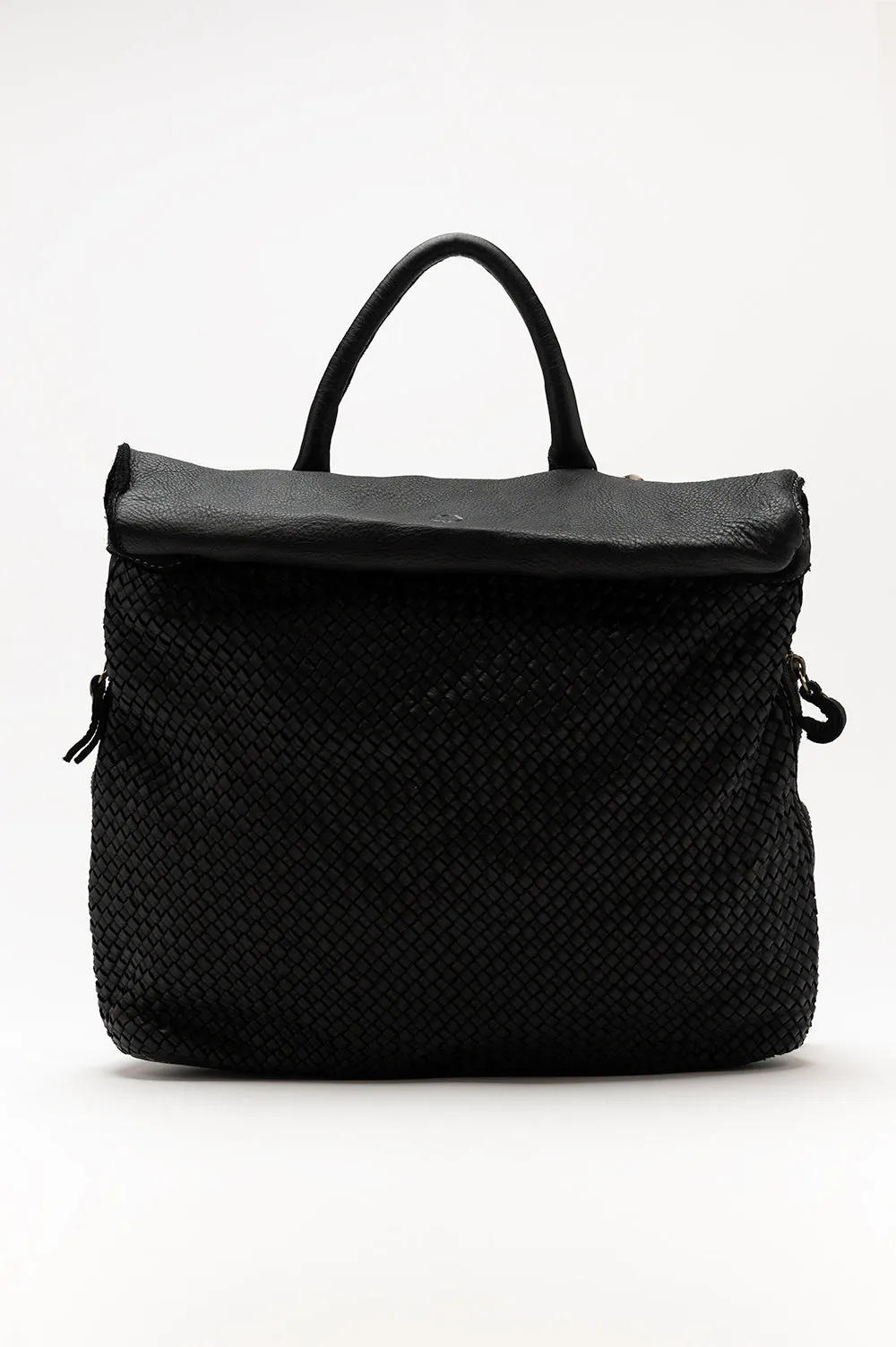 Big PISA leather woven backpack