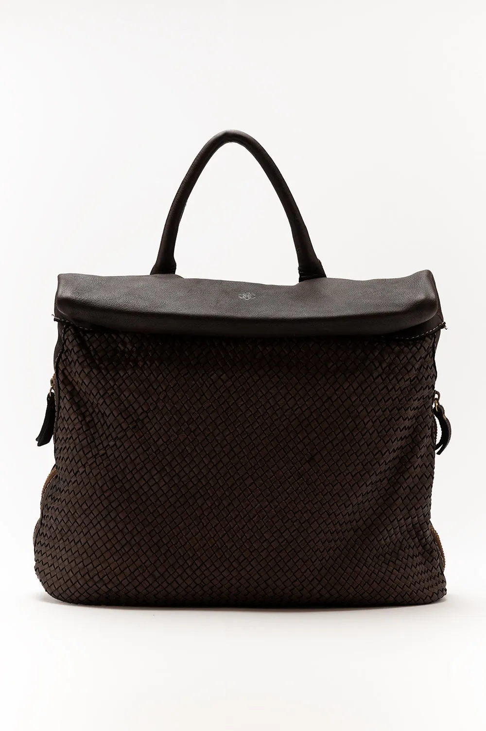 Big PISA leather woven backpack