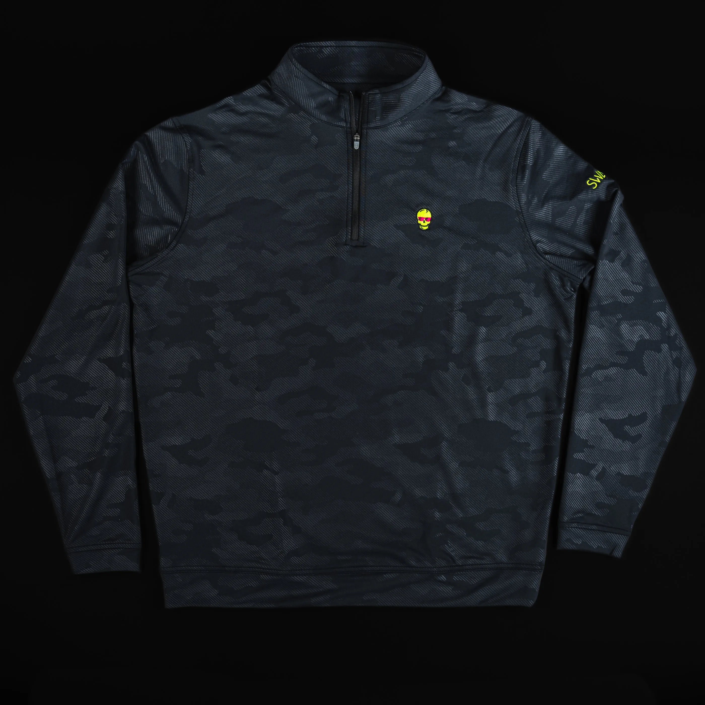 Black Camo Ecto Skull 1/4 Zip Pullover