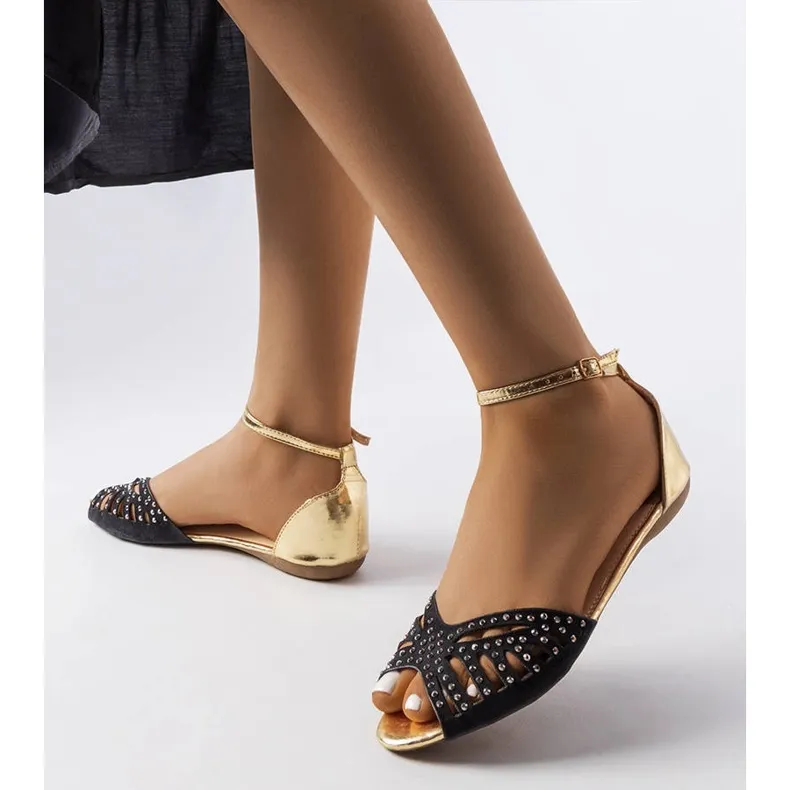 Black openwork sandals with zircons from Aubrette