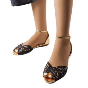 Black openwork sandals with zircons from Aubrette