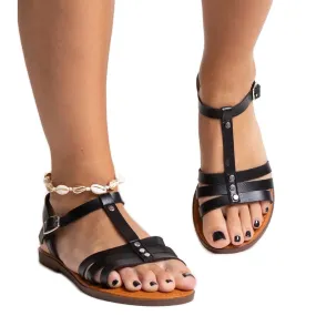 Black sandals made of Donnamira eco leather