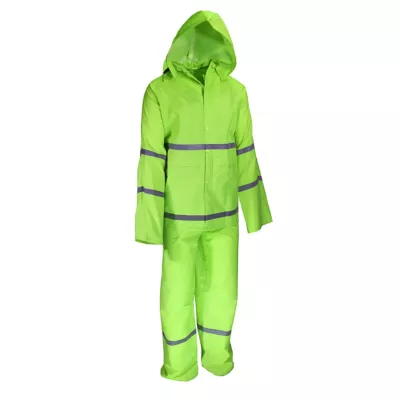 Blue Mountain Unisex Polyester Rainsuit Jacket and Bib Set, Hi-Vis Green