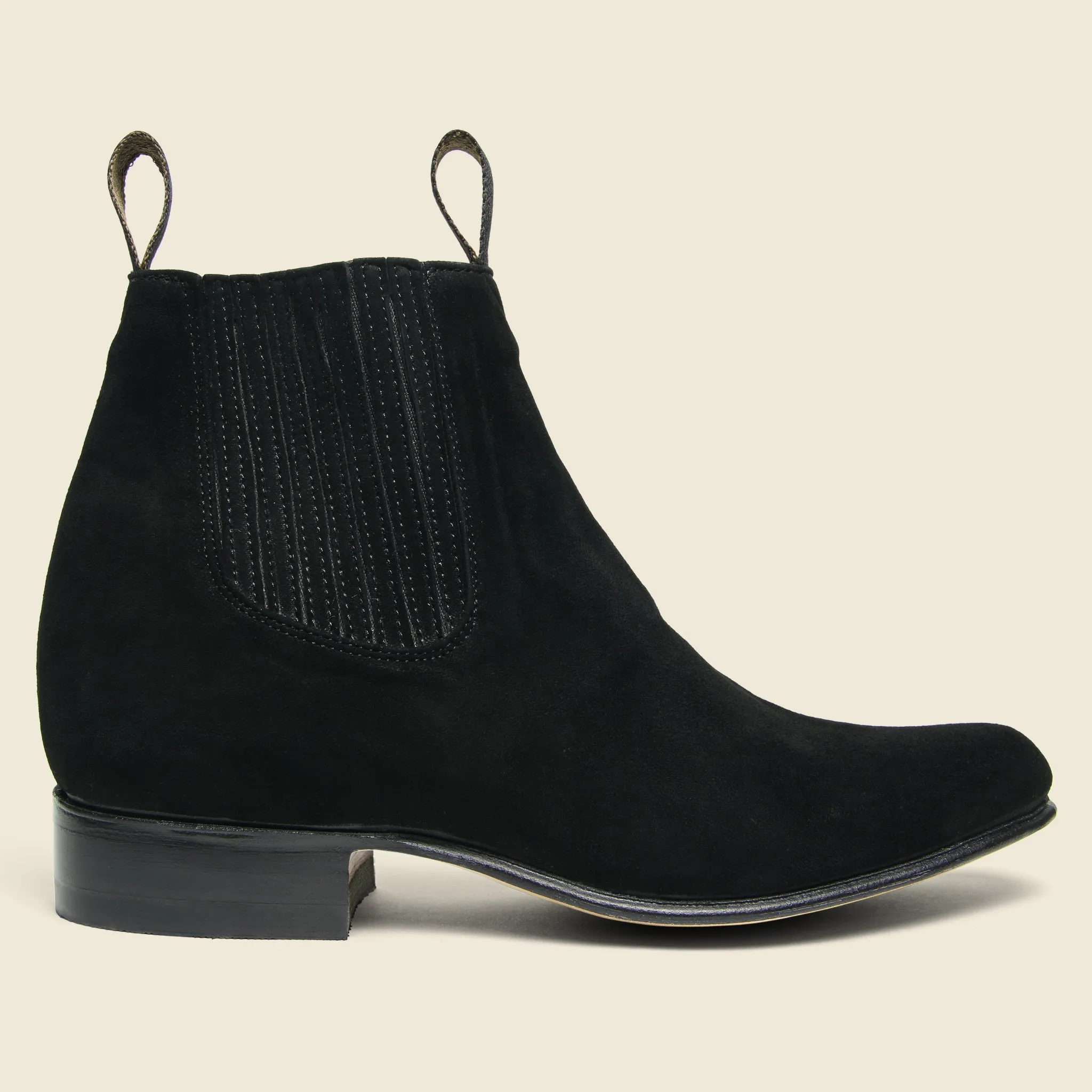 Botin Charro Chelsea Boot - Black Suede