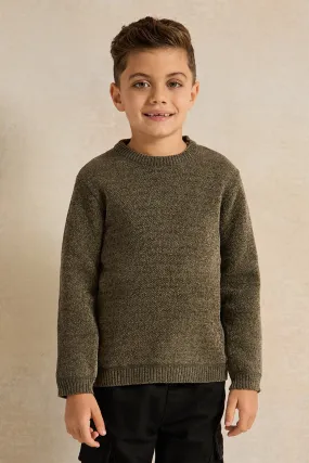 Boys Olive Plain Pullover