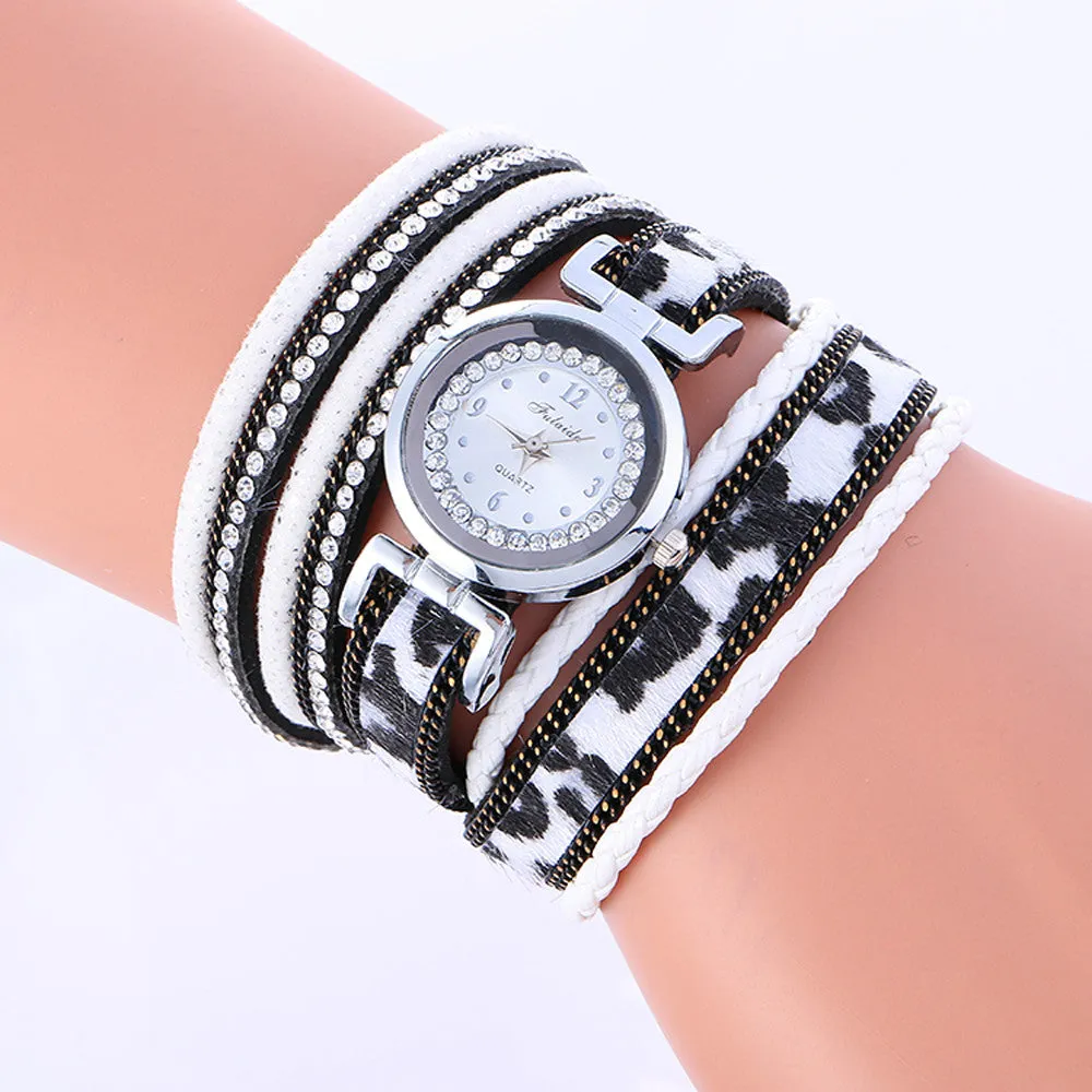 Bracelet Watch Women Rhinestone Crystal Dress Clock Wrap Lady Weave Gift Wrist Relogio Feminino