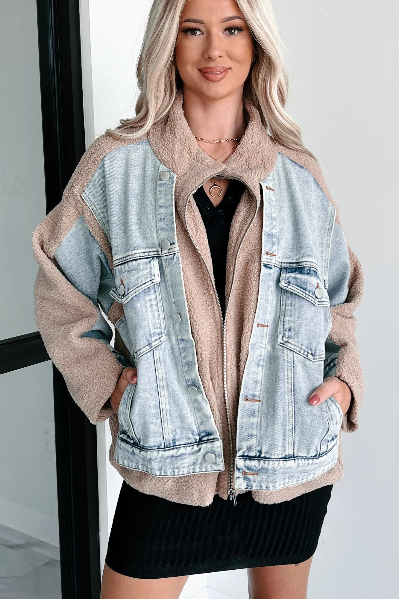 Call It Cozy Denim Teddy Jacket (Multi)