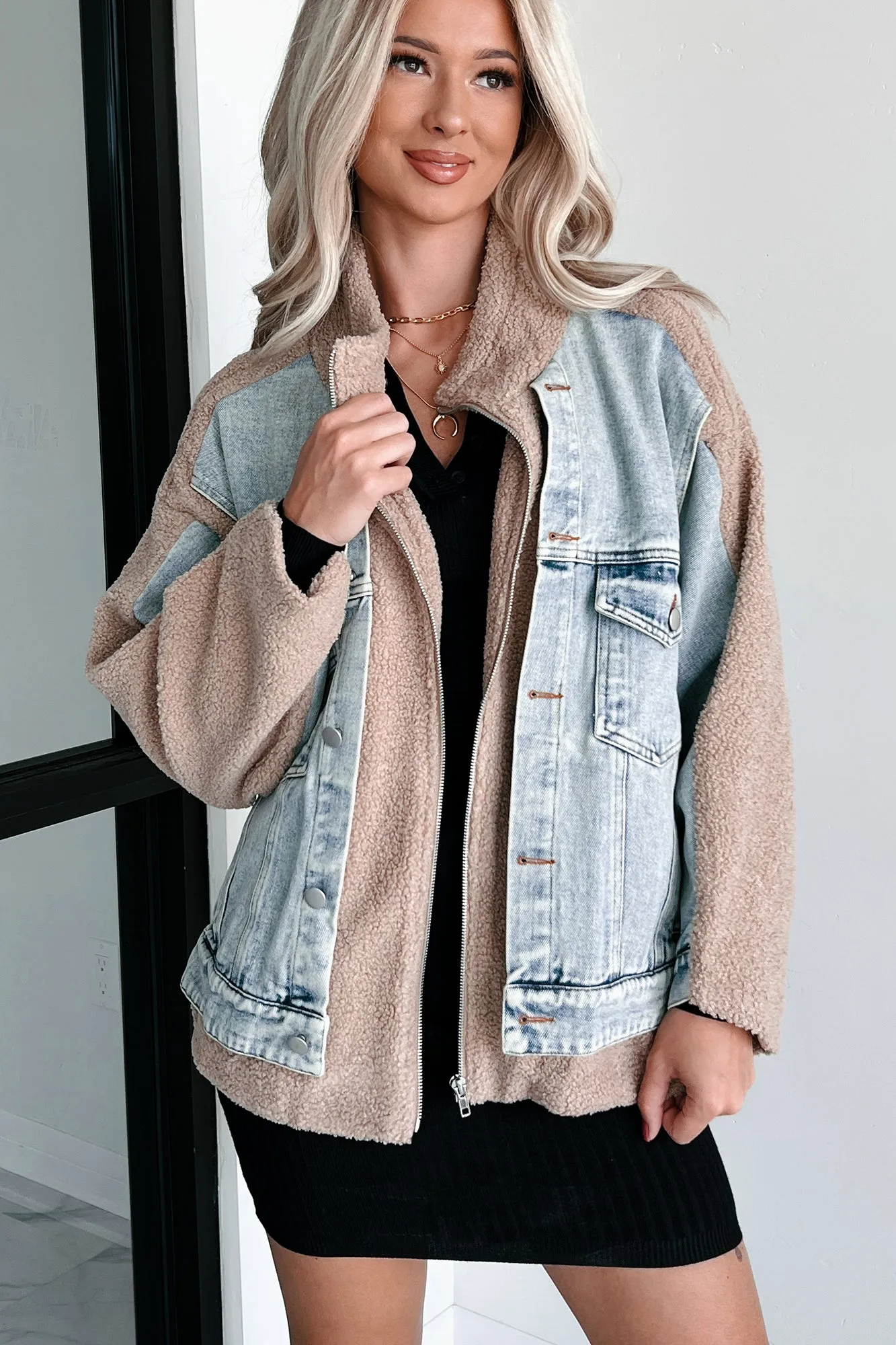 Call It Cozy Denim Teddy Jacket (Multi)