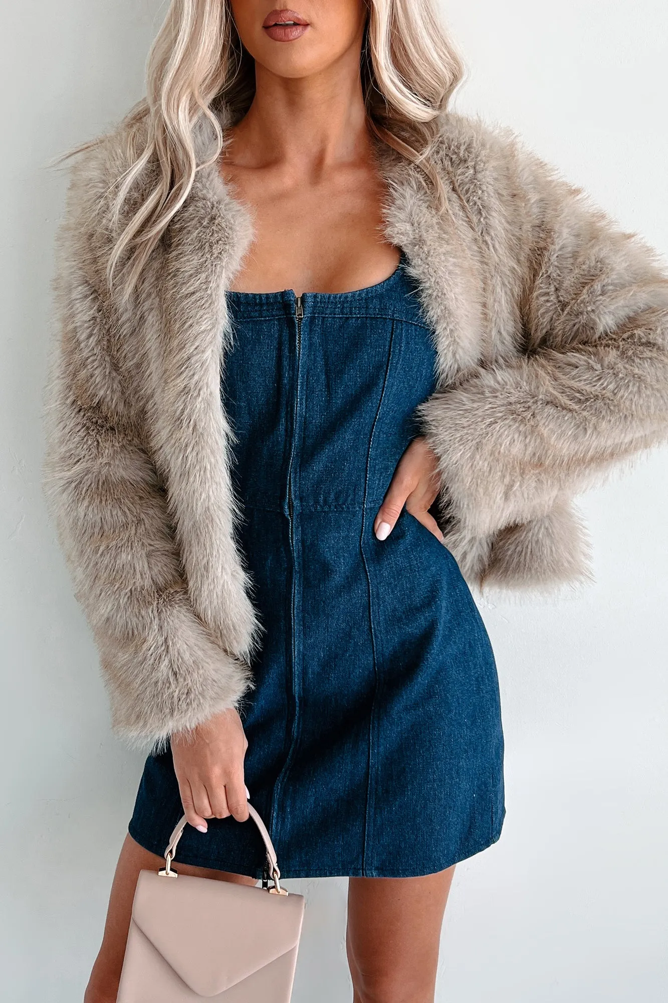 Caviar Wishes Faux Fur Jacket (Taupe)