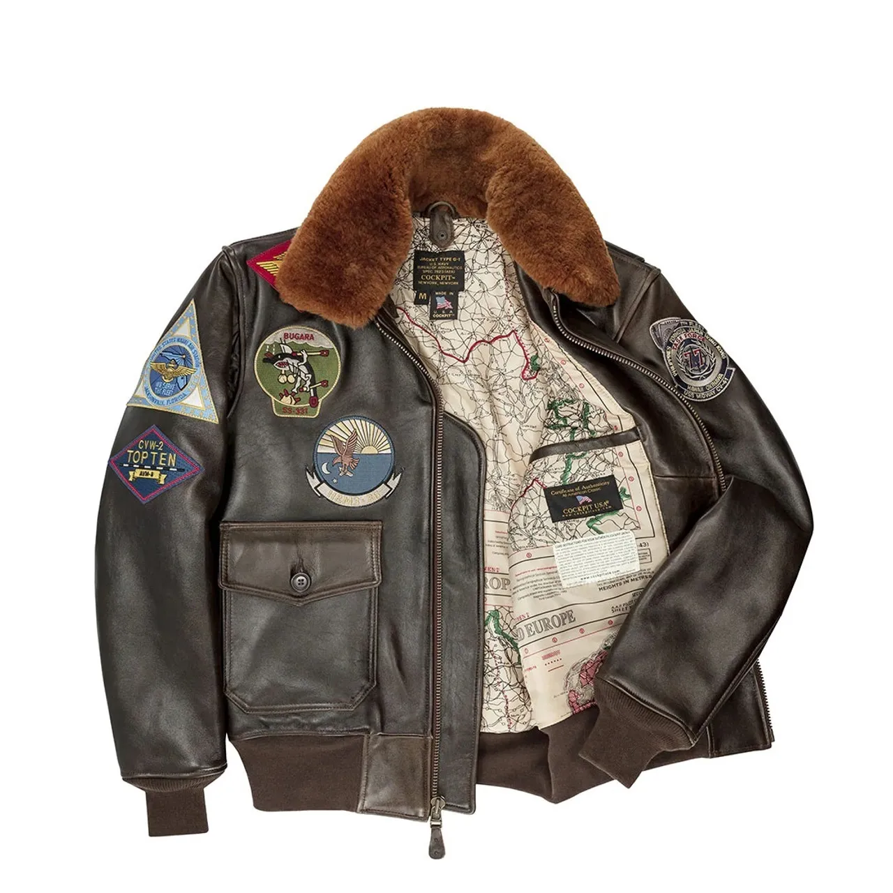 Cockpit USA Top Gun Navy G-1 Jacket Brown USA Made