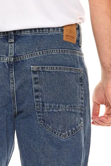 Confezione da 3 pantaloni jeans da uomo larghi Only & SONS Avi cropped o edge larghi blu medio