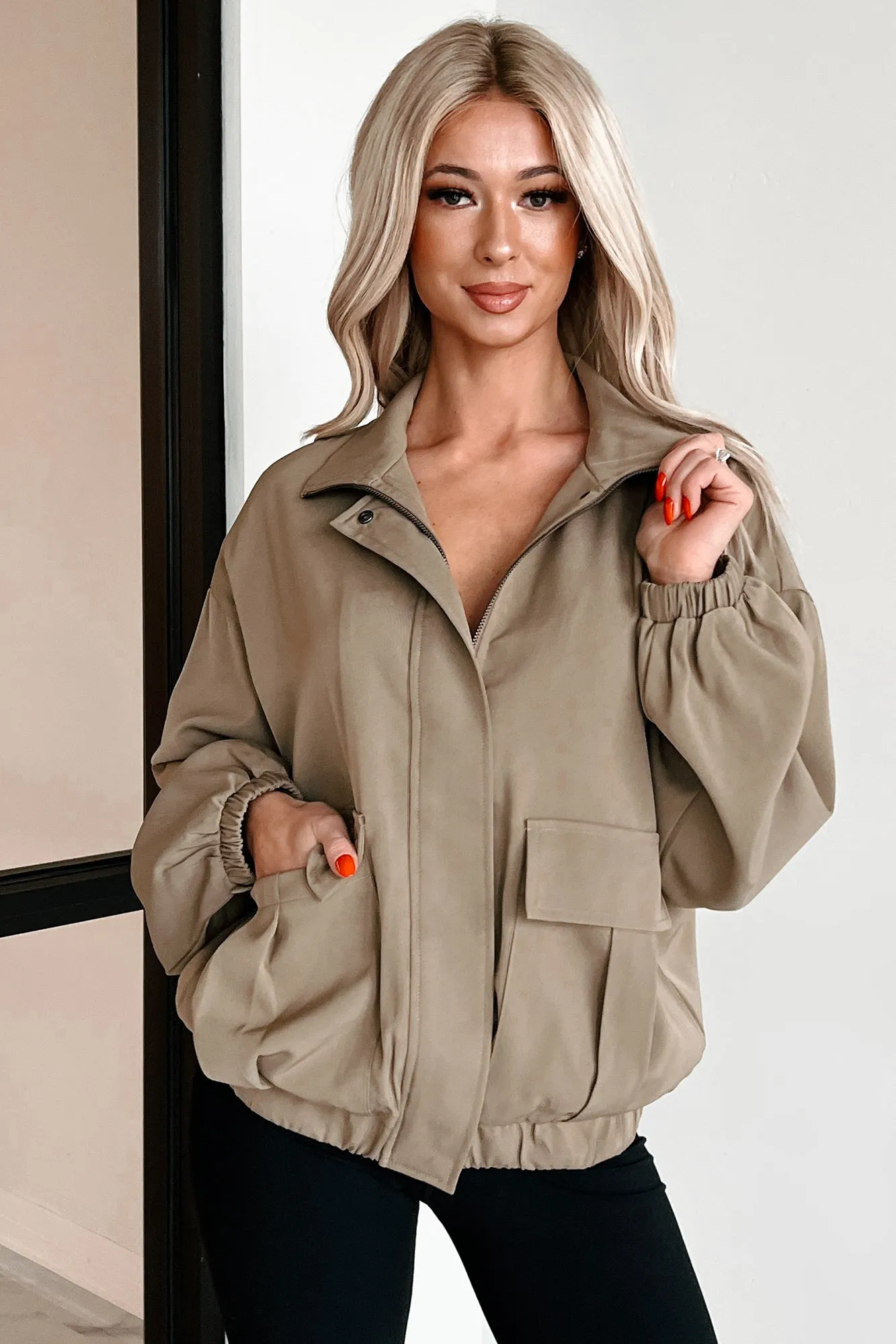 Cool Afternoons Lightweight Zip-Up Jacket (Khaki)