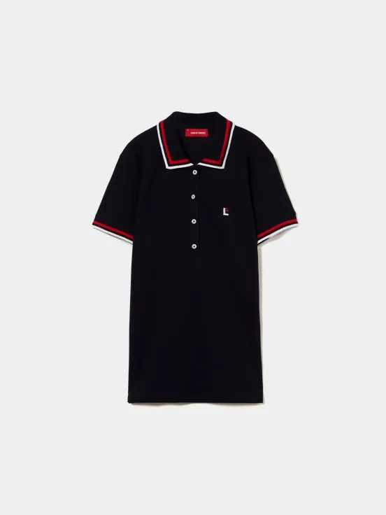 Cotton piqué polo with stripes