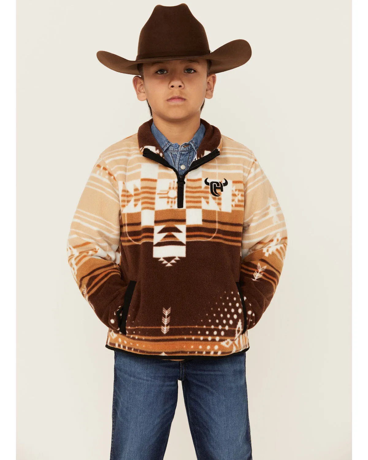 Cowboy Hardware Boys' Cadet Southwestern Print Polar Fleece Pullover