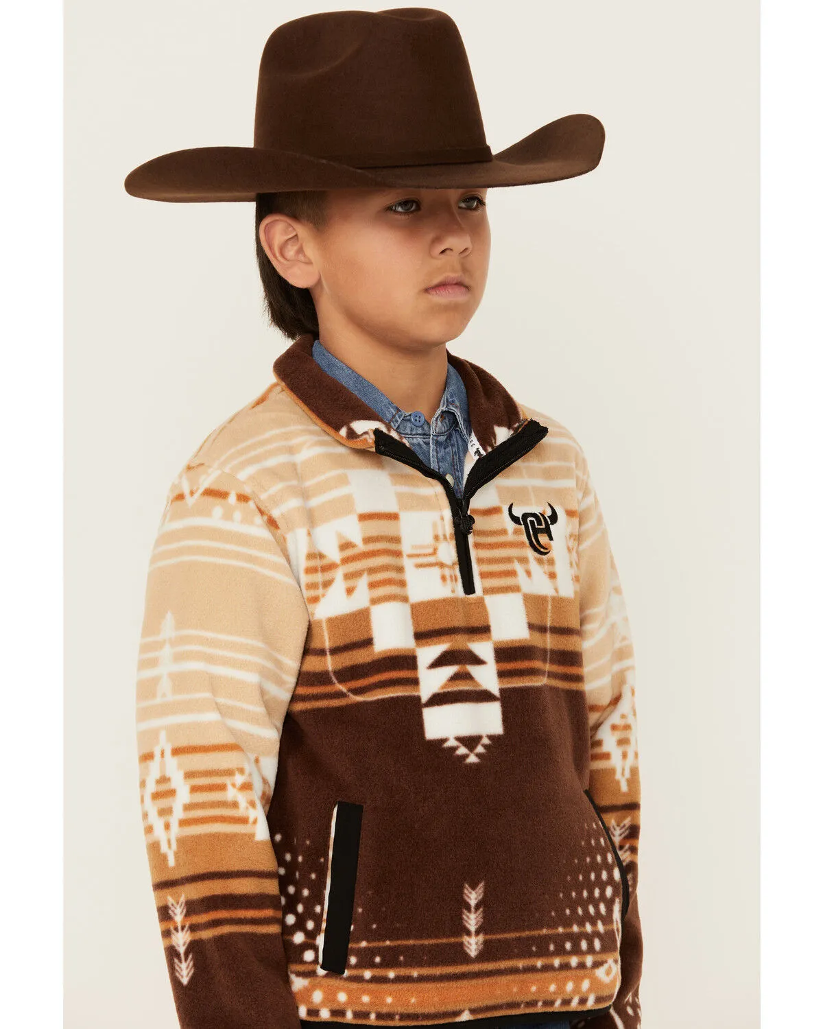 Cowboy Hardware Boys' Cadet Southwestern Print Polar Fleece Pullover