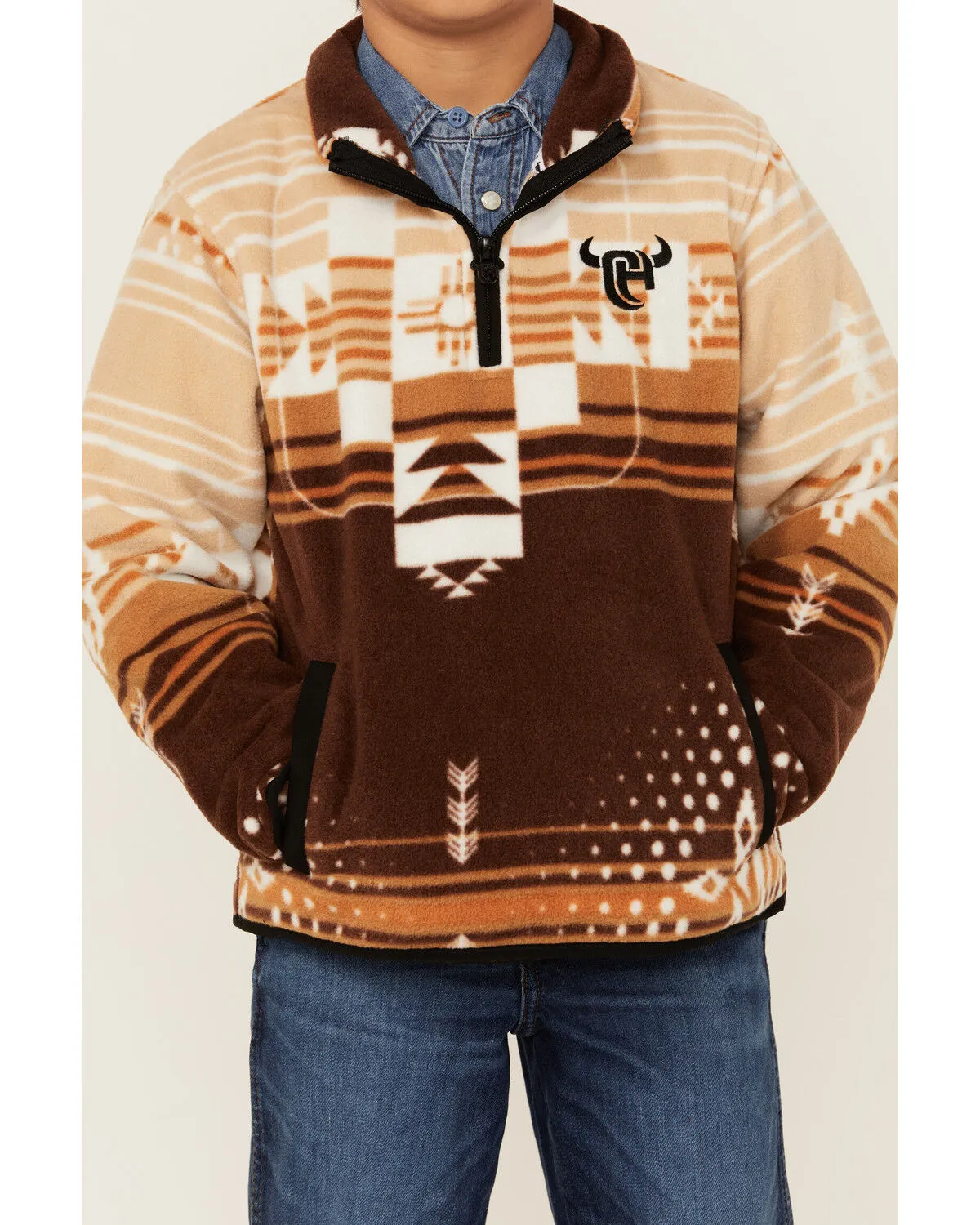 Cowboy Hardware Boys' Cadet Southwestern Print Polar Fleece Pullover