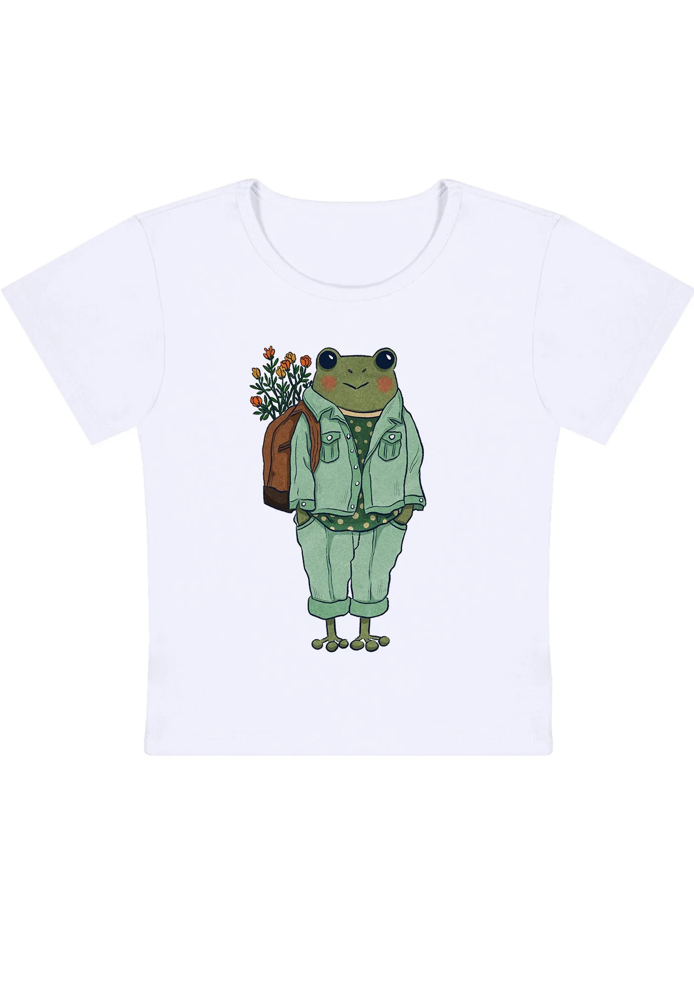 Curvy Frog Backpack Flowers Baby Tee