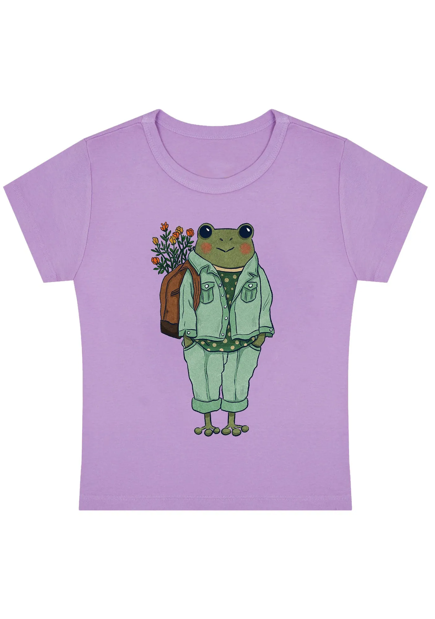 Curvy Frog Backpack Flowers Baby Tee