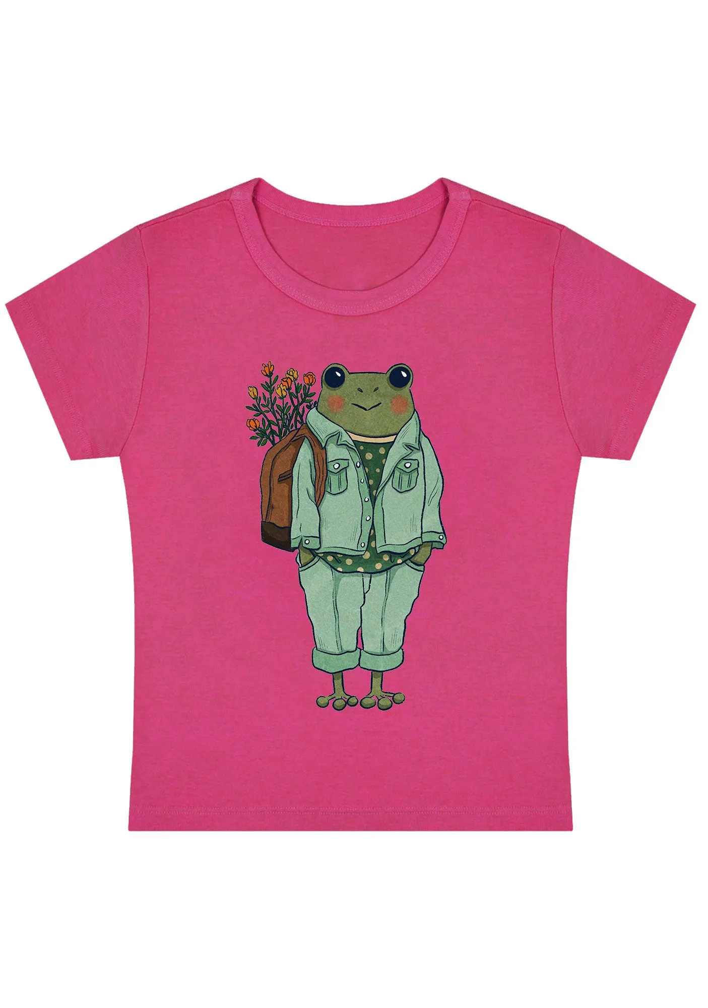 Curvy Frog Backpack Flowers Baby Tee