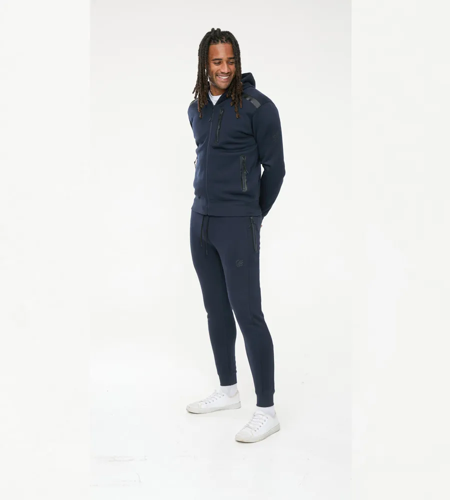 D555 Tall Mens Navy Hoodie With Reversed Zips (GABRIEL)