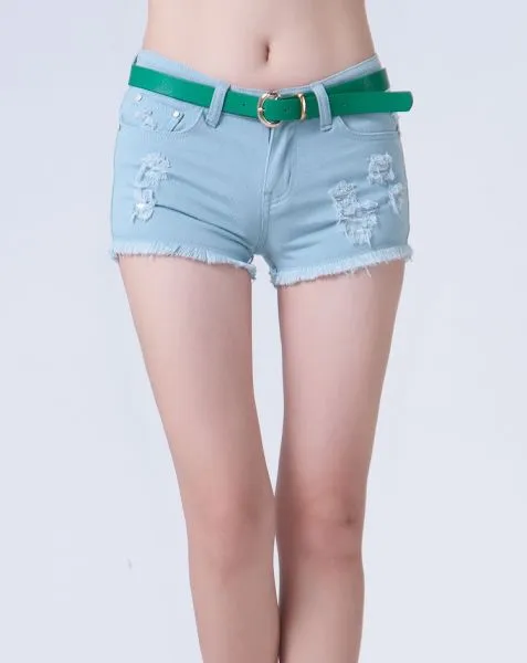 Denim Jeans Shorts for Women High Waist Retro Fashion - Washed out