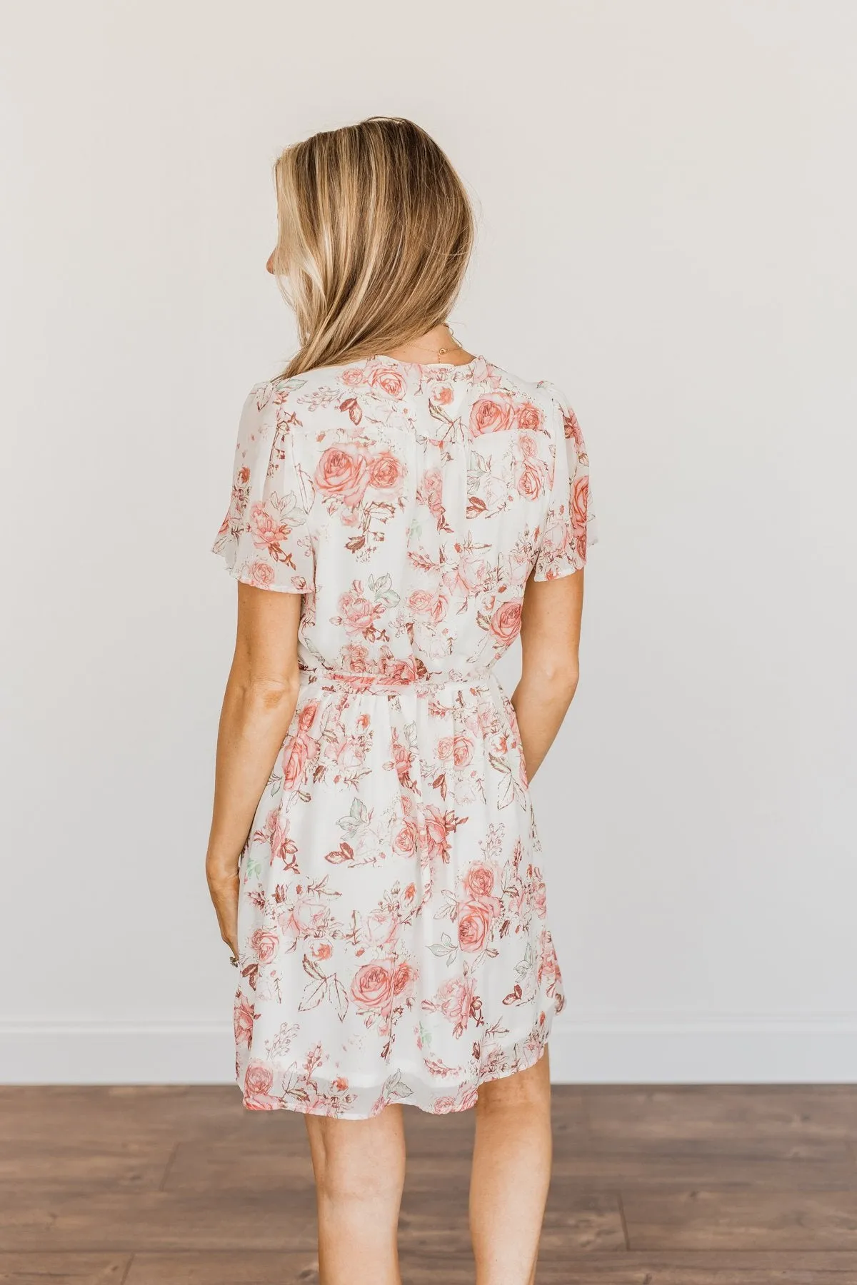 Divine Days Floral Wrap Dress- Ivory