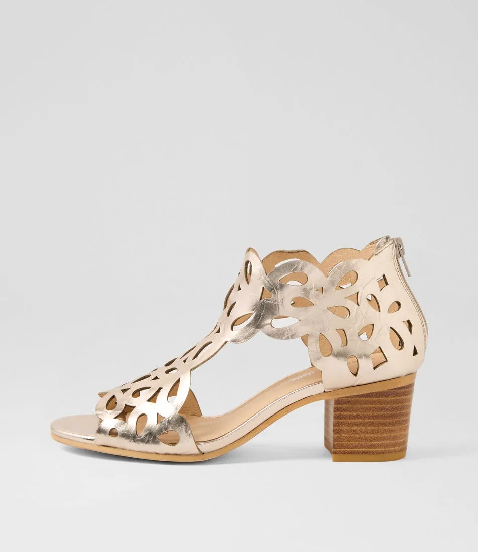 DJANGO & JULIETTE Bufordes Champagne Shrunken Leather Sandals