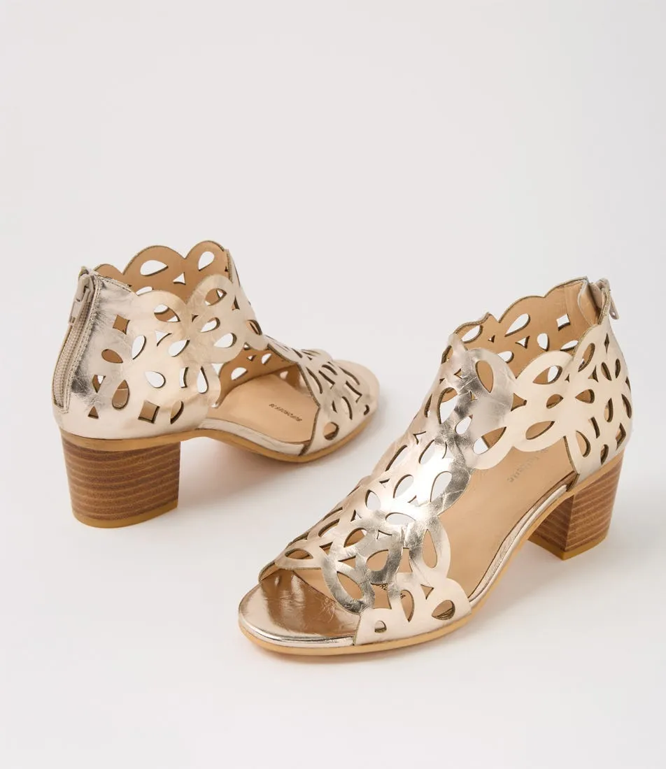 DJANGO & JULIETTE Bufordes Champagne Shrunken Leather Sandals