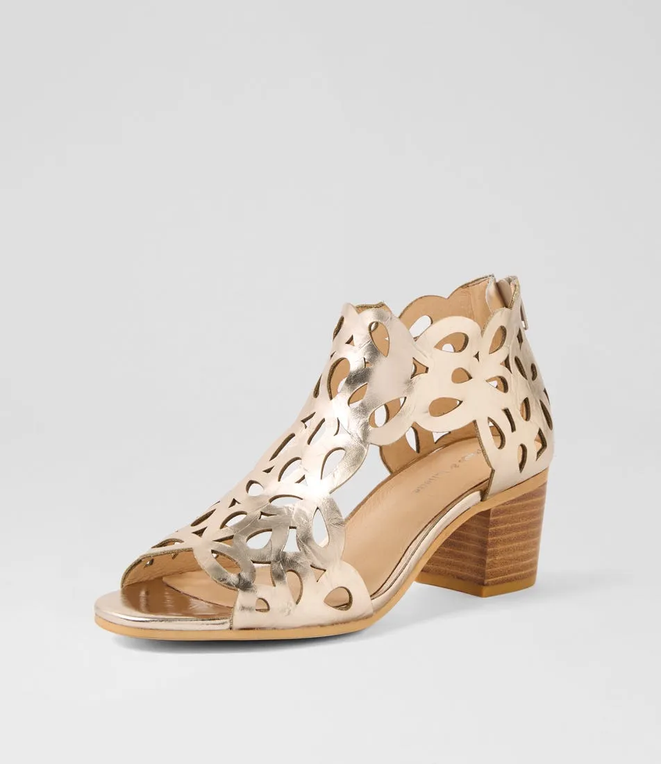 DJANGO & JULIETTE Bufordes Champagne Shrunken Leather Sandals