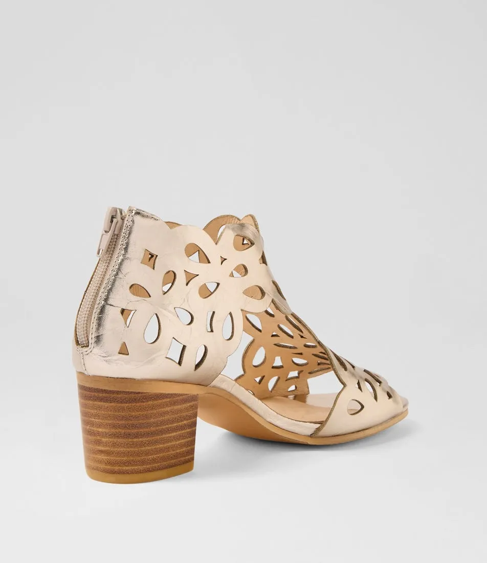 DJANGO & JULIETTE Bufordes Champagne Shrunken Leather Sandals