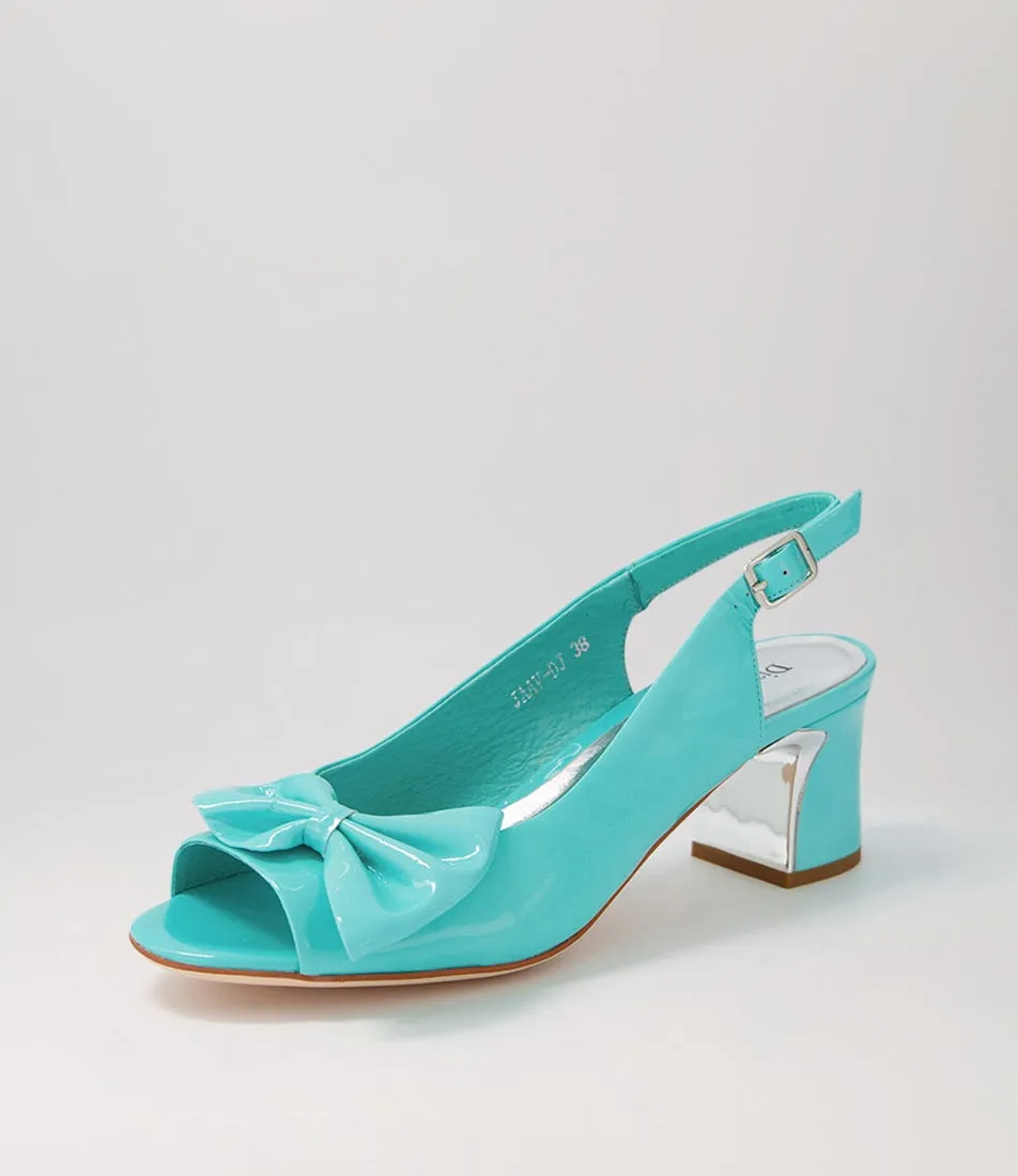 DJANGO & JULIETTE Jaav Aqua Patent Leather Sandals