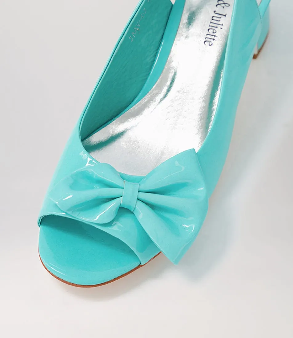 DJANGO & JULIETTE Jaav Aqua Patent Leather Sandals