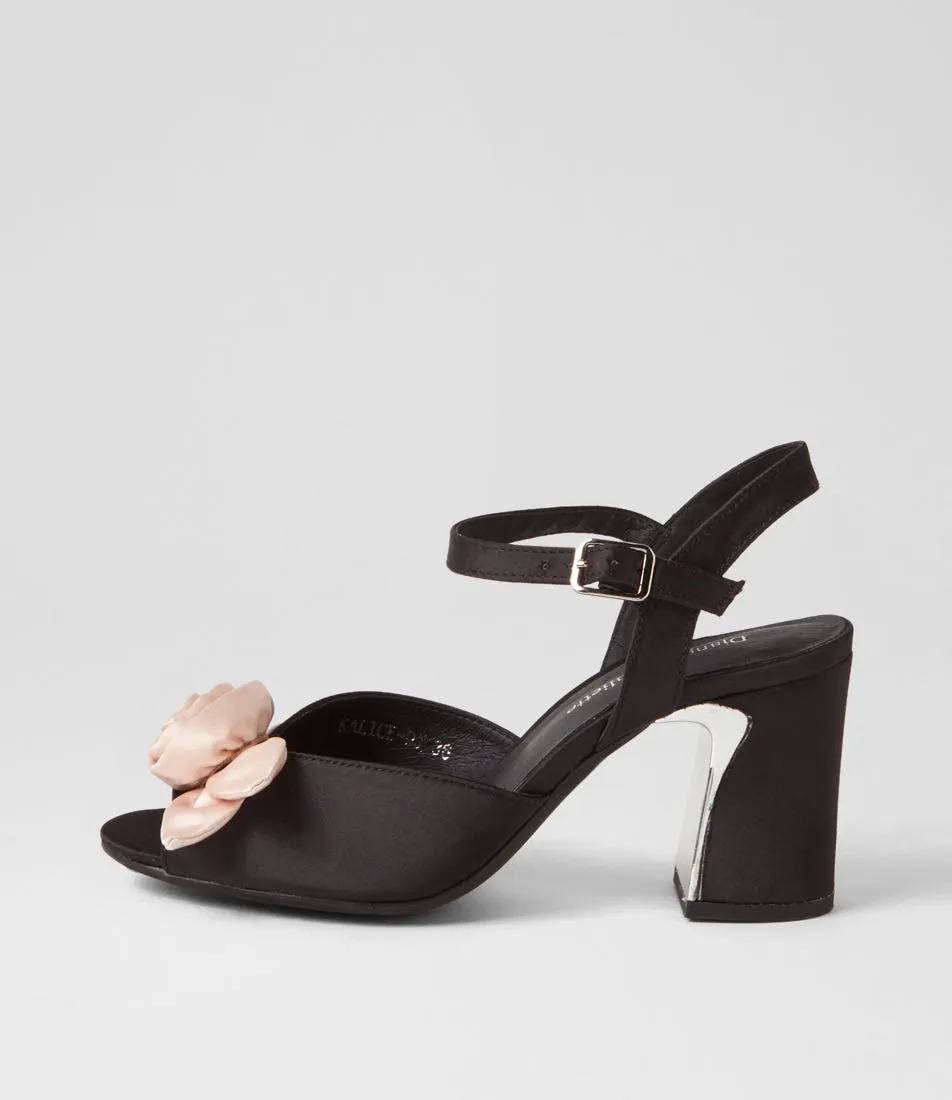 DJANGO & JULIETTE Kalice Black Nude Satin Sandals